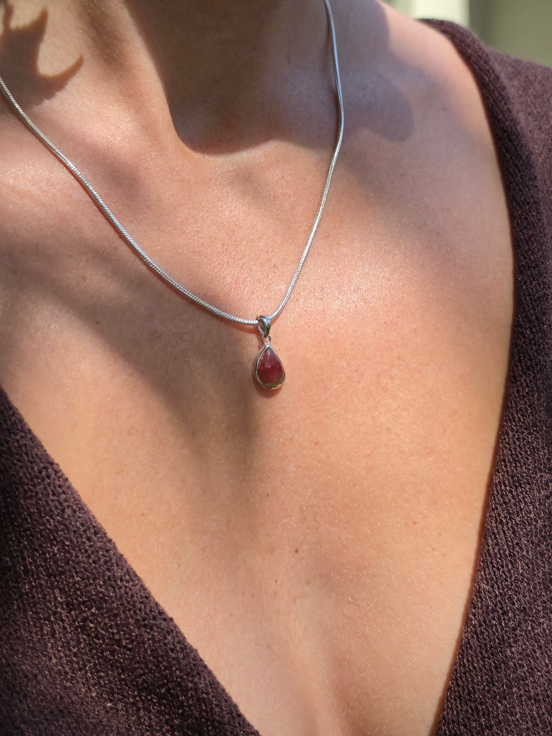 Watermelon Tourmaline Silver Pendant — Tender & Whole