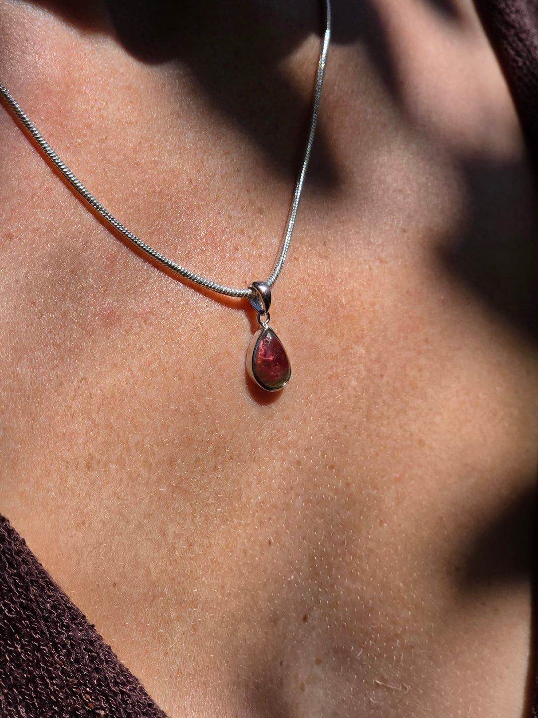 Watermelon Tourmaline Silver Pendant — Tender & Whole