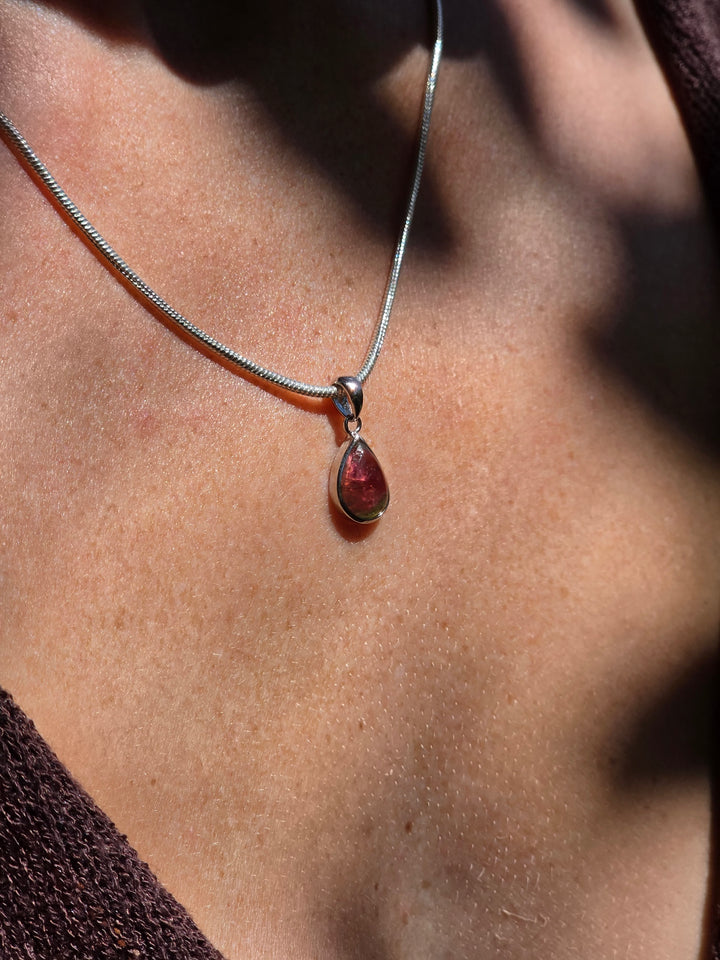 Watermelon Tourmaline Silver Pendant — Tender & Whole