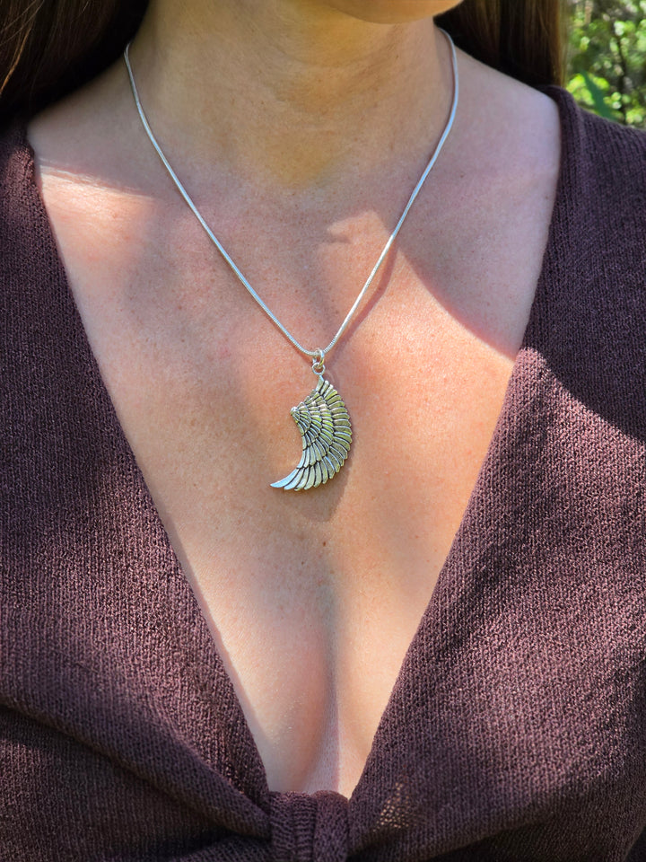 Divine Goddess Wing Silver Pendant — Rise