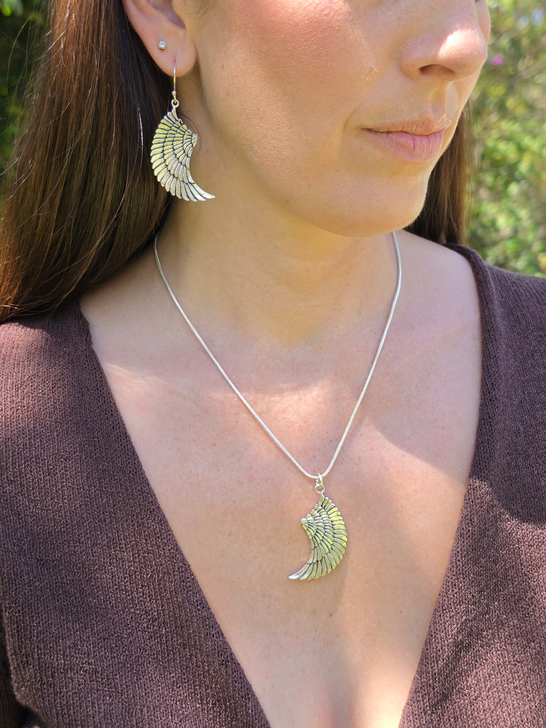 Divine Goddess Wing Silver Pendant — Rise