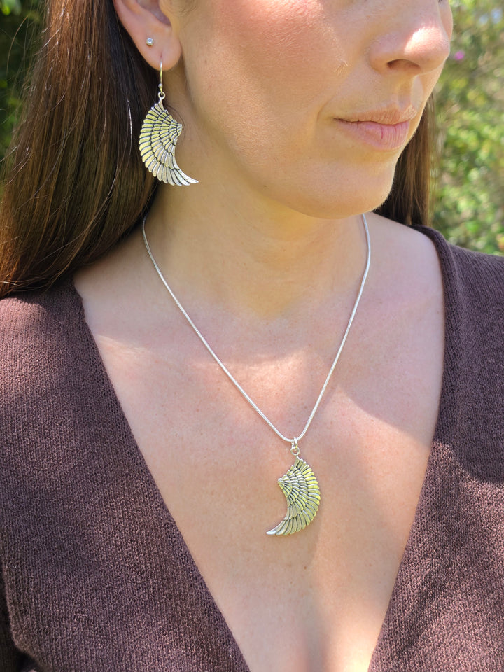Divine Goddess Wing Silver Pendant — Rise