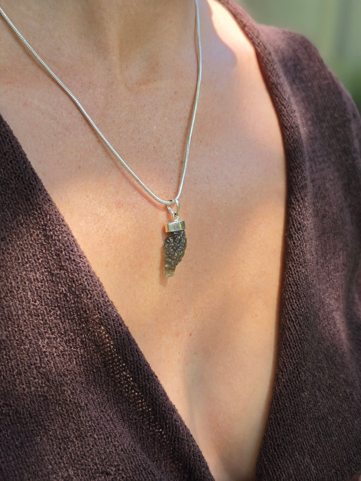 Moldavite Silver Pendant — Manifest & Transform
