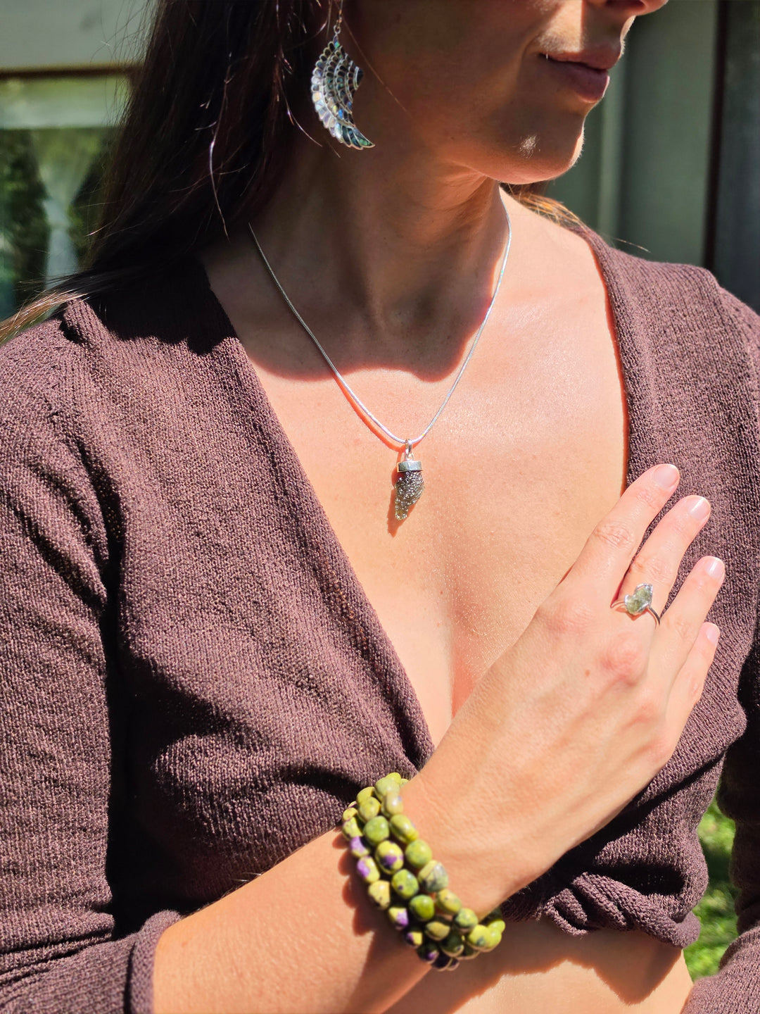 Moldavite Silver Pendant — Manifest & Transform