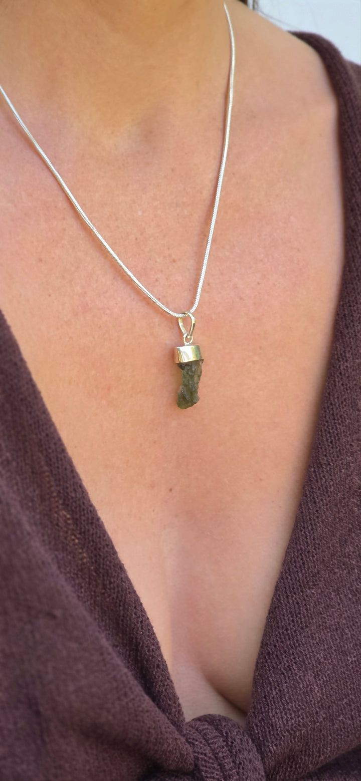 Moldavite Silver Pendant — Manifest & Transform