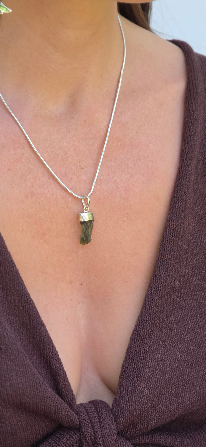 Moldavite Silver Pendant — Manifest & Transform