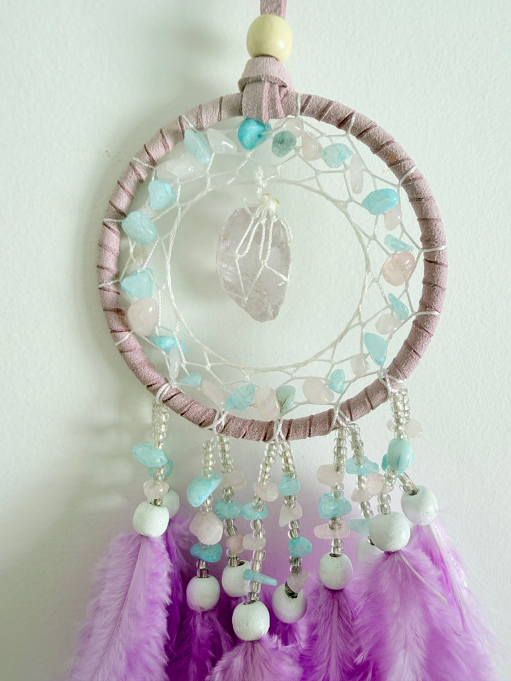 Amethyst, Rose Quartz & Blue Agate Dream Catcher