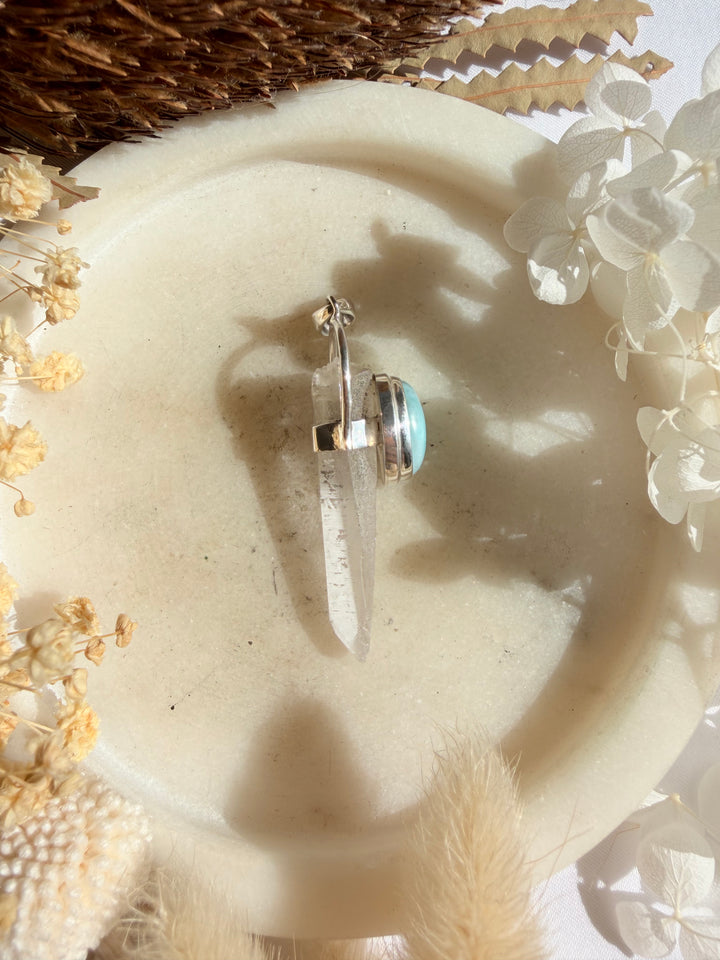 Larimar & Lemurian Silver Pendant - The Light Keepers Wand