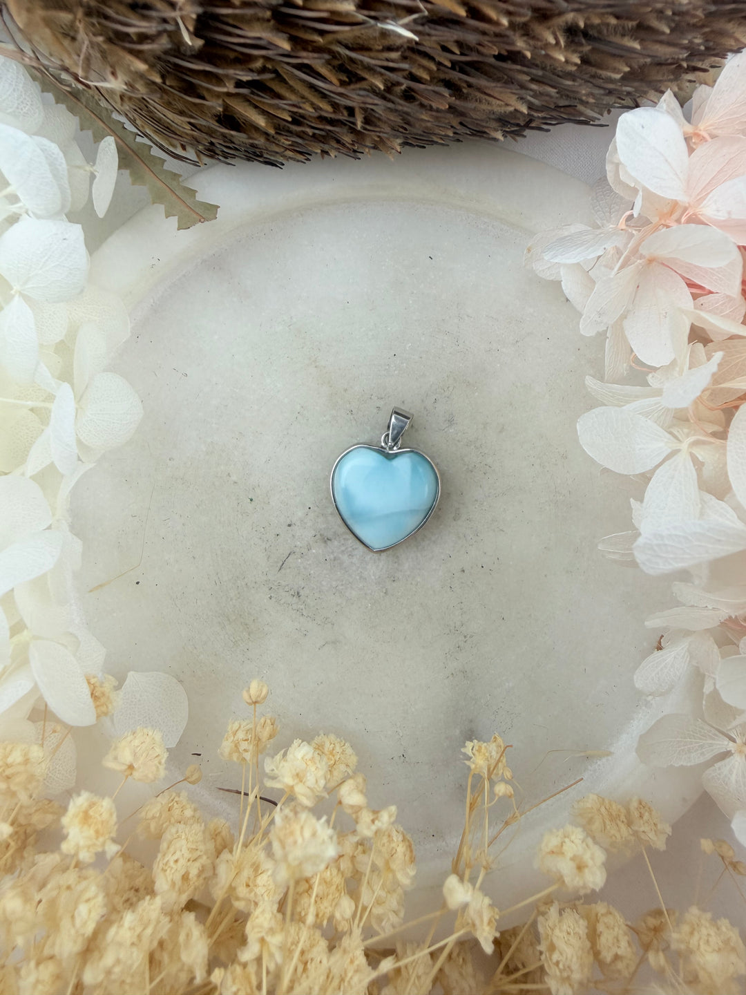 Larimar Heart Silver Pendant