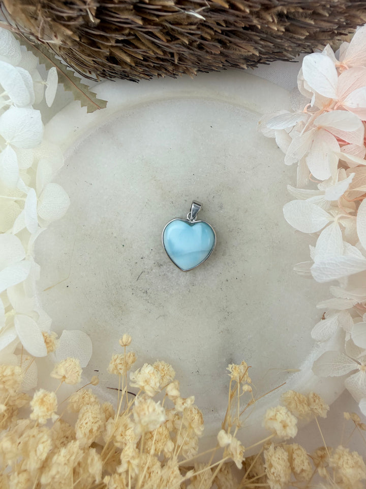 Larimar Heart Silver Pendant