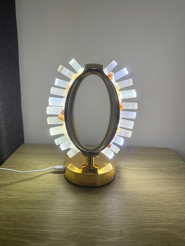 Selenite & Hematoid Quartz Aphrodite Lamp