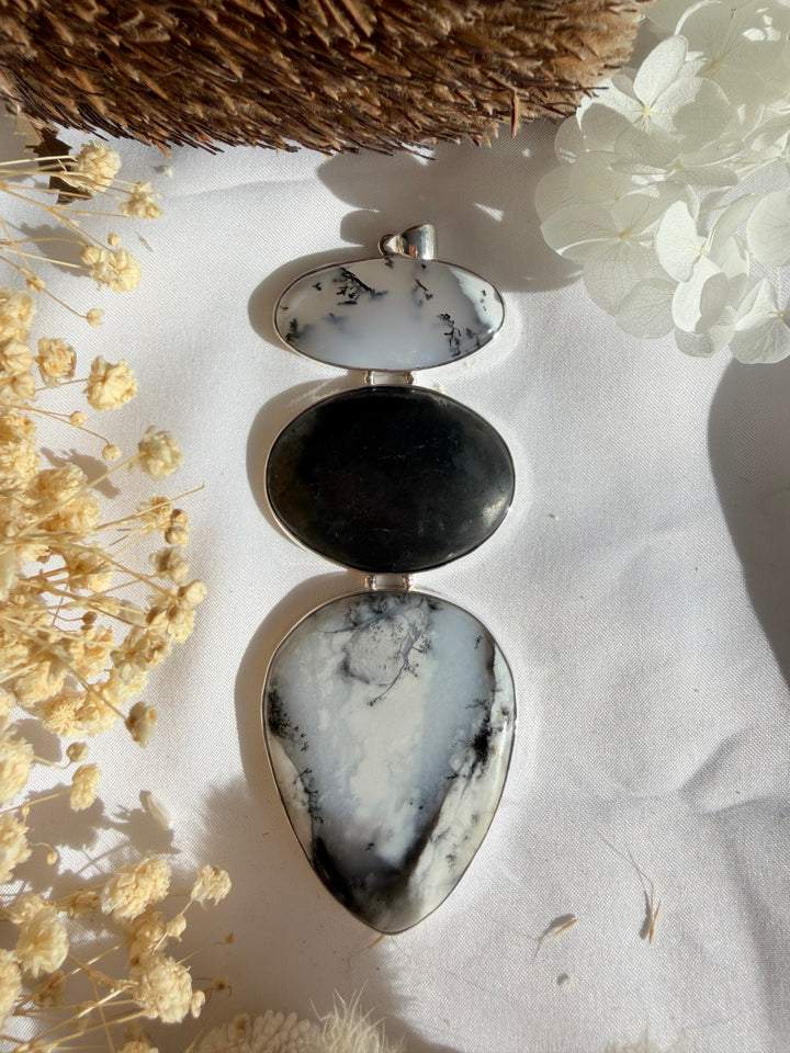 Merlinite & Shungite Silver Pendant