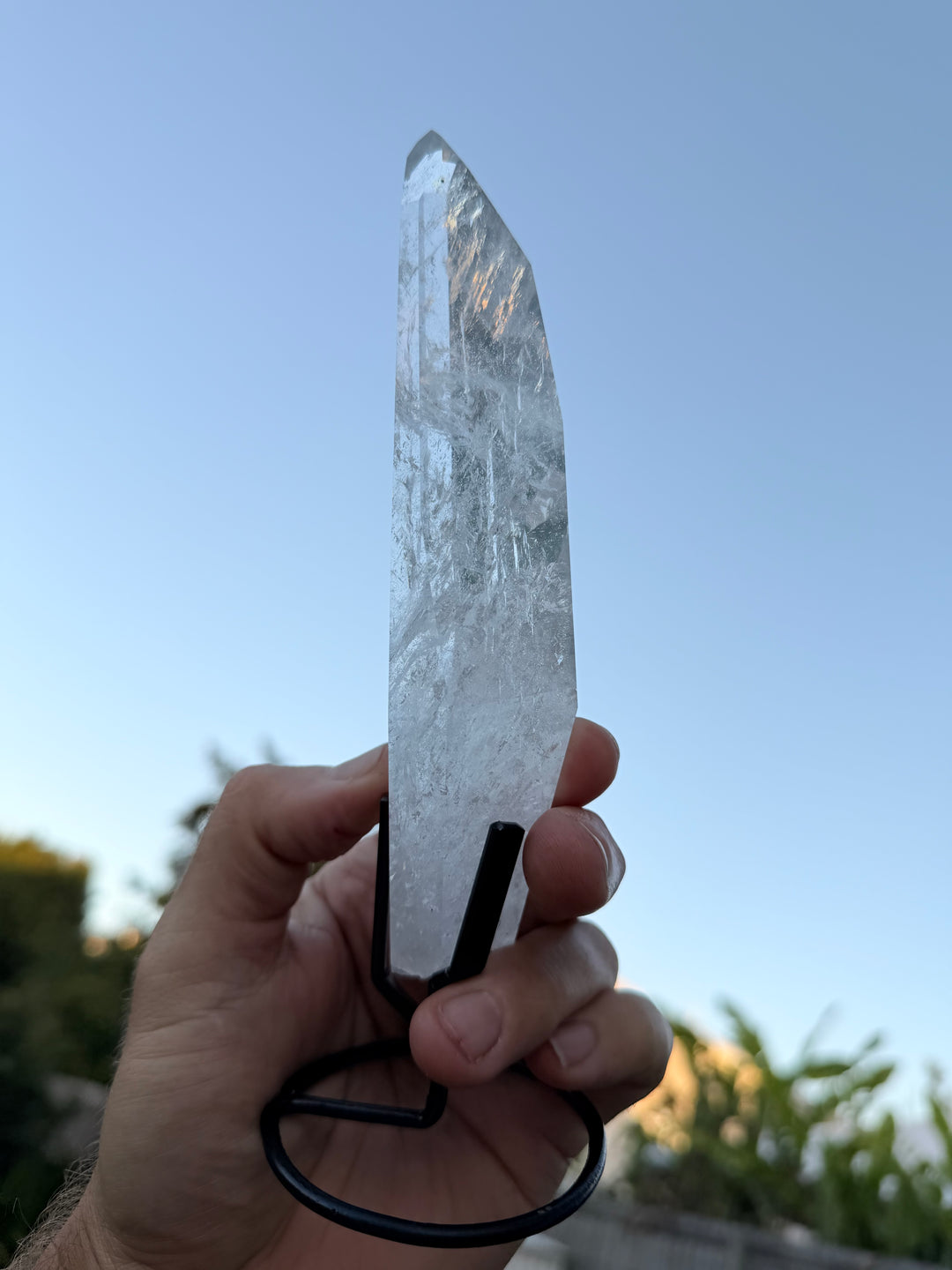 Lemurian Seed Laser Quartz In Metal Stand