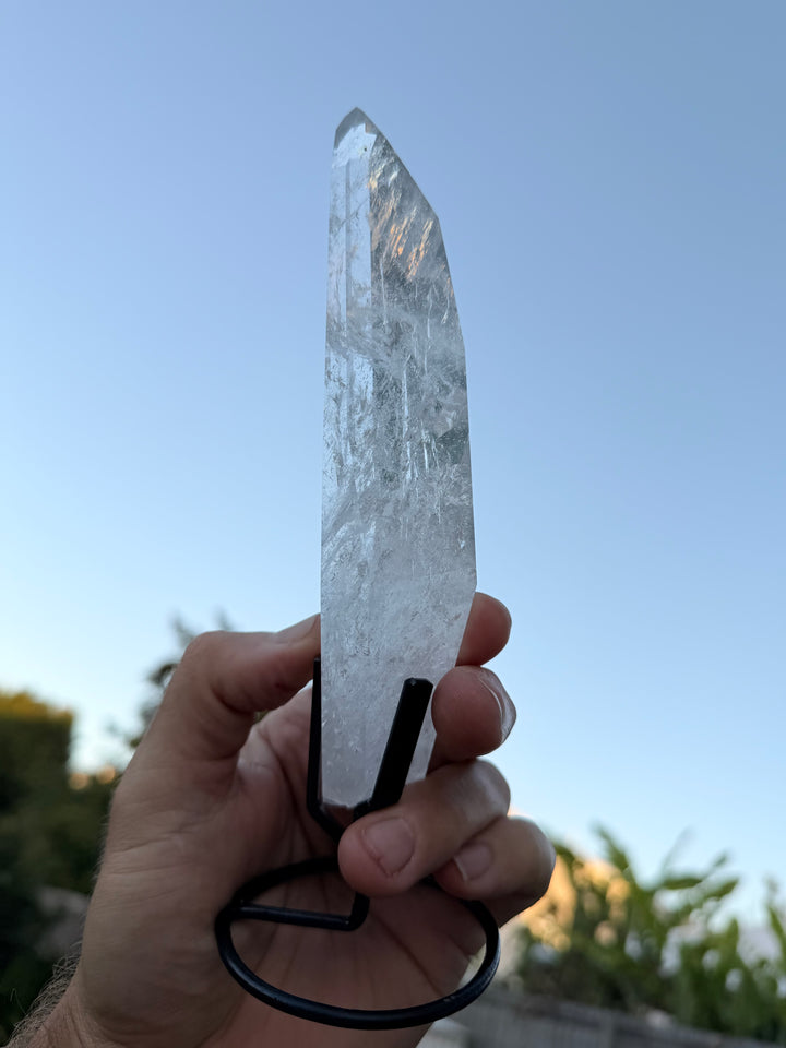 Lemurian Seed Laser Quartz In Metal Stand