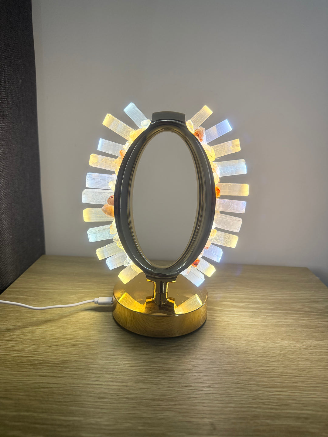 Selenite & Hematoid Quartz Aphrodite Lamp