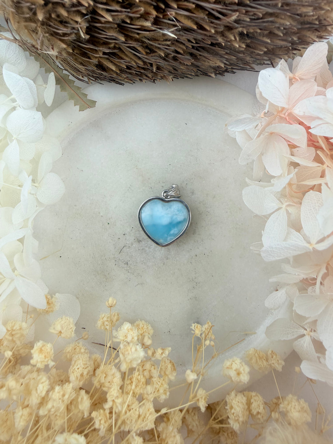 Larimar Heart Silver Pendant