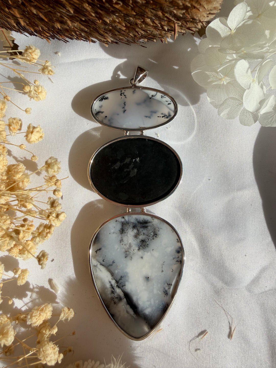 Merlinite & Shungite Silver Pendant