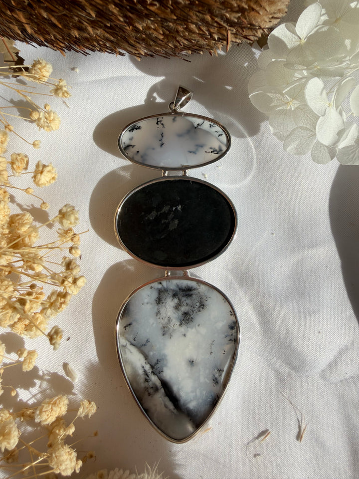 Merlinite & Shungite Silver Pendant