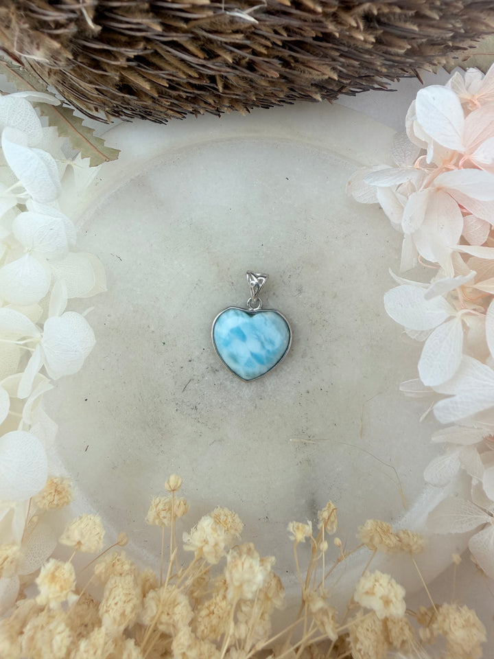 Larimar Heart Silver Pendant