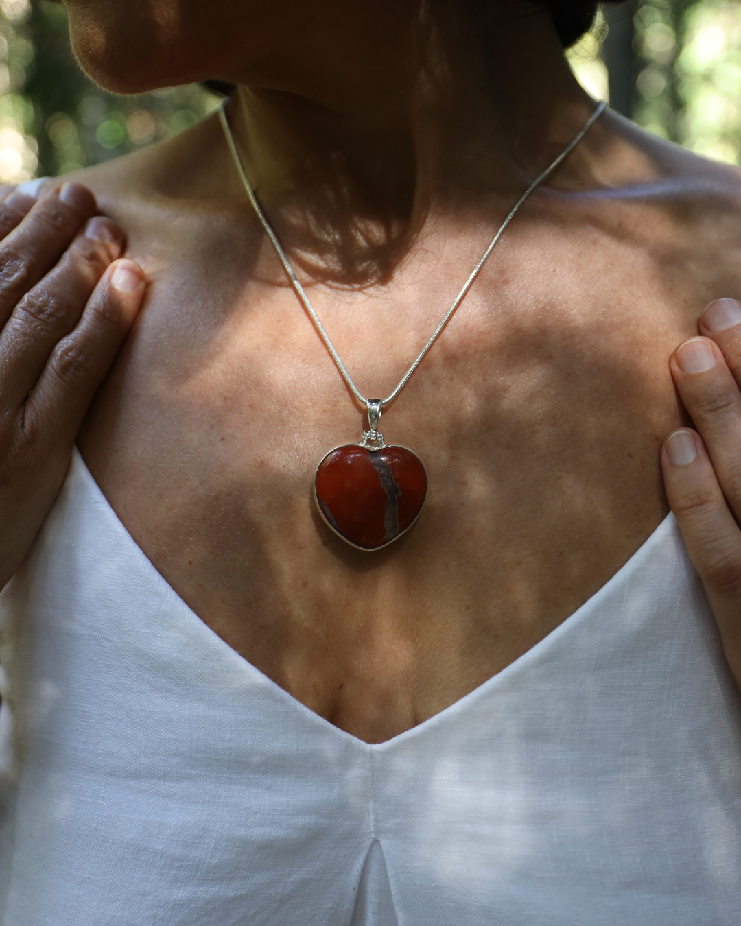 Red Jasper Heart Silver Pendant