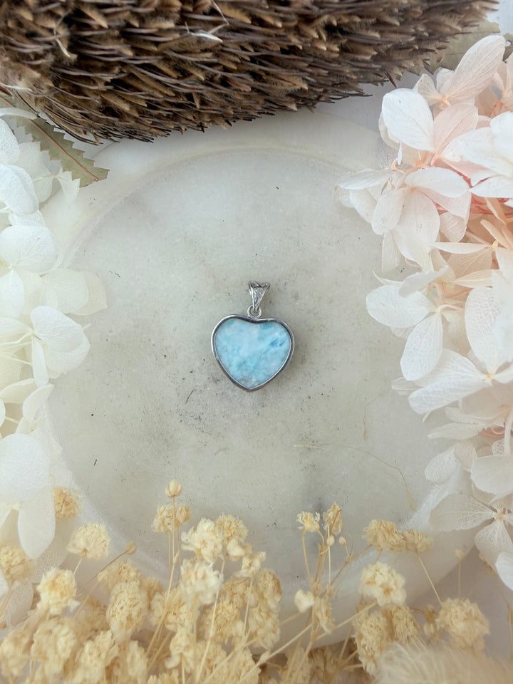 Larimar Heart Silver Pendant