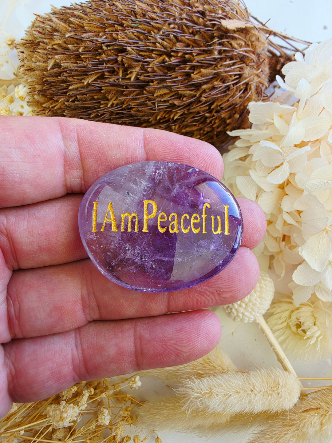 I Am Peaceful — Amethyst Affirmation Crystal