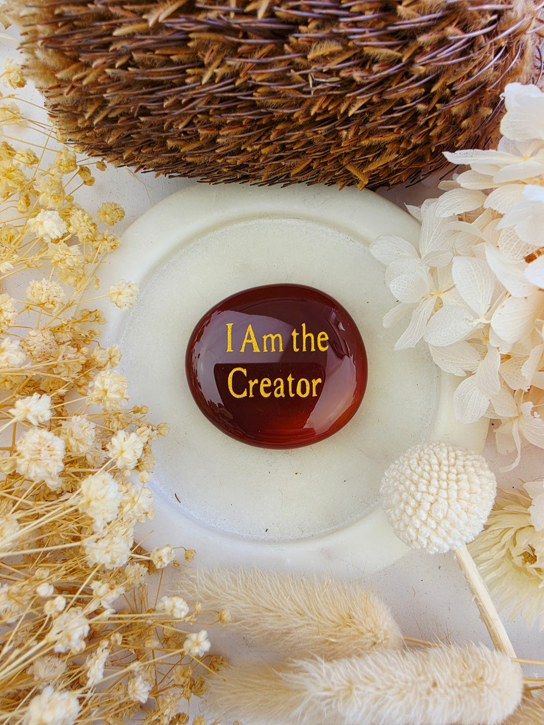 I Am the Creator — Carnelian Affirmation Crystal