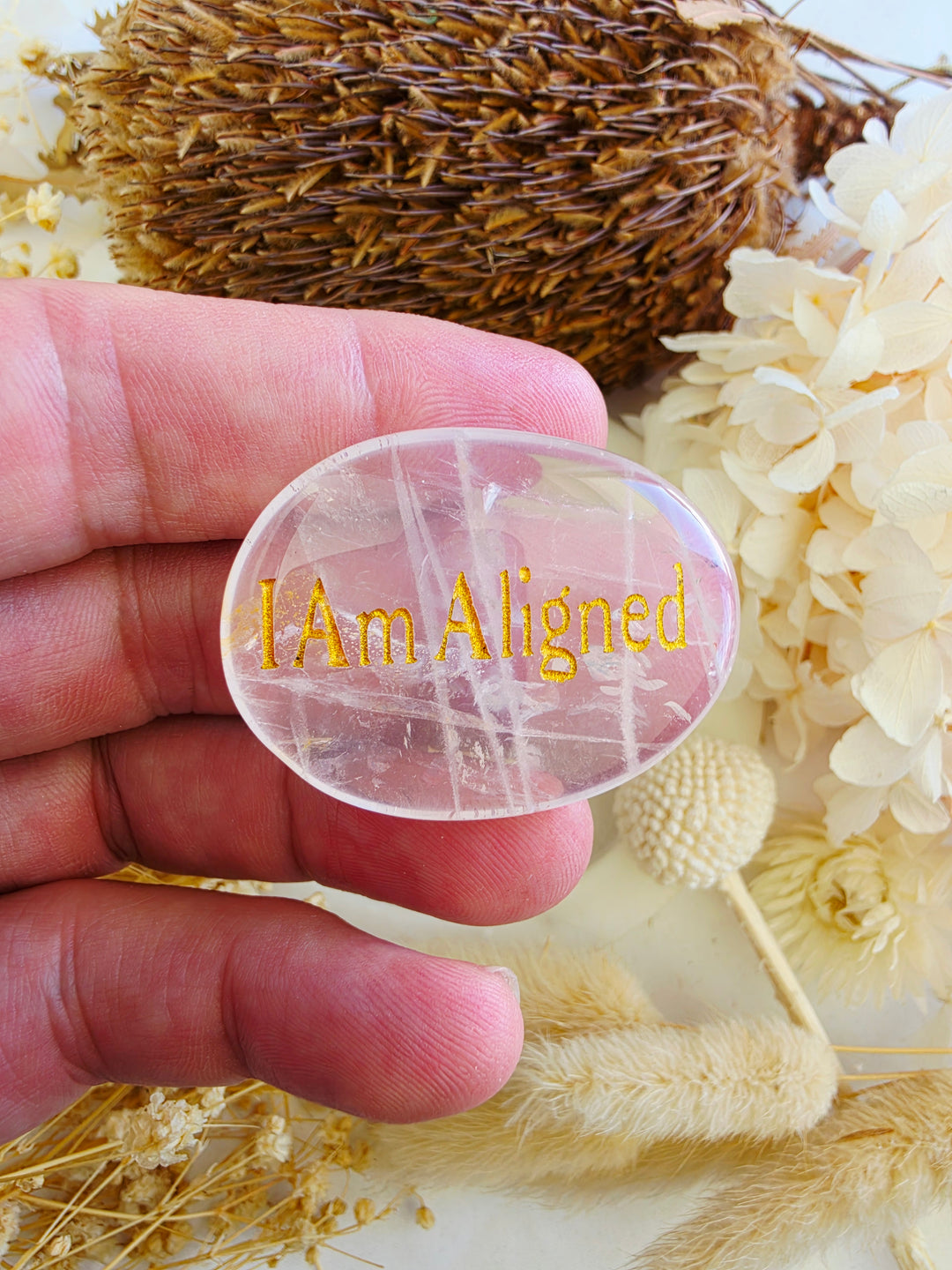 I Am Aligned — Clear Quartz Affirmation Crystal