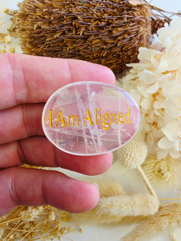 I Am Aligned — Clear Quartz Affirmation Crystal