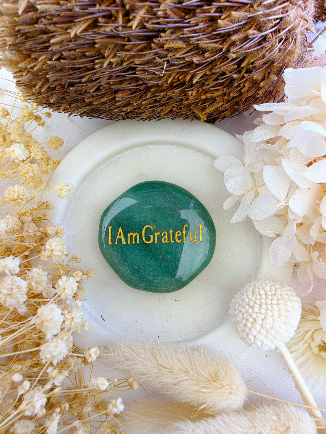 I Am Grateful — Green Aventurine Affirmation Crystal