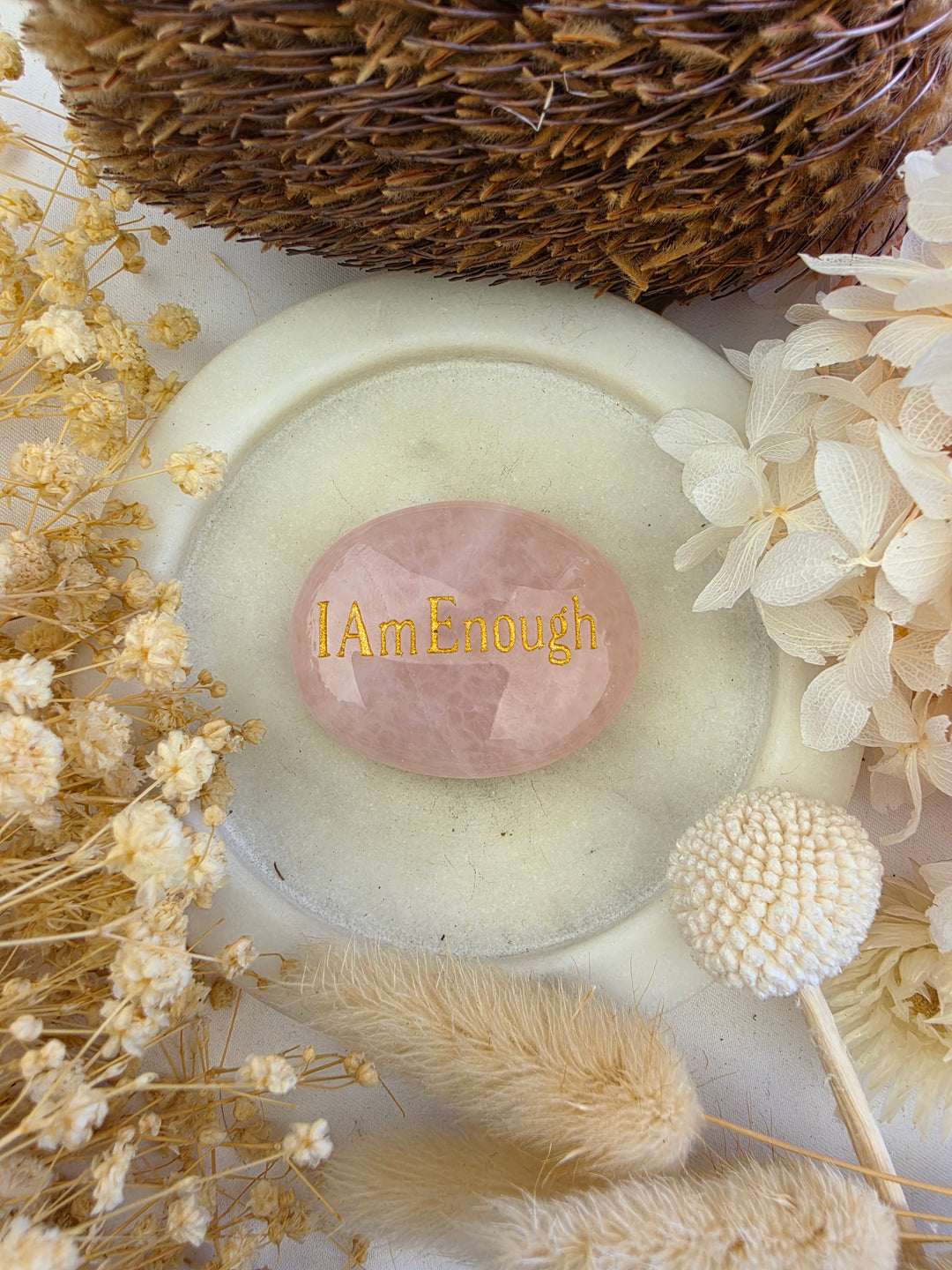 I Am Enough — Rose Quartz Affirmation Crystal