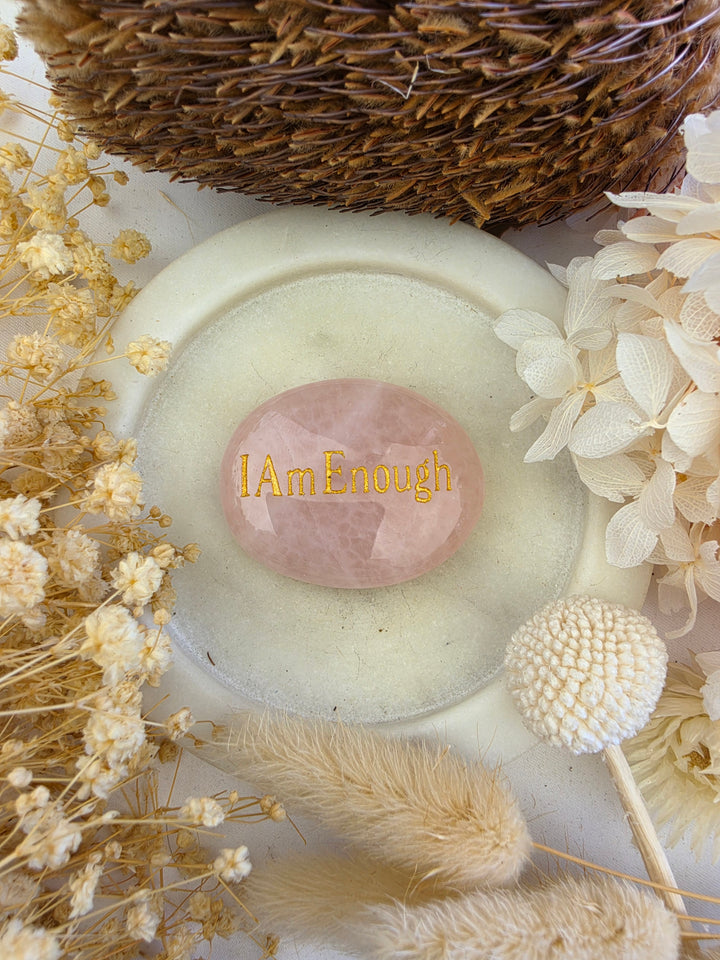 I Am Enough — Rose Quartz Affirmation Crystal