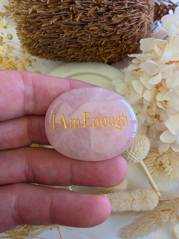 I Am Enough — Rose Quartz Affirmation Crystal