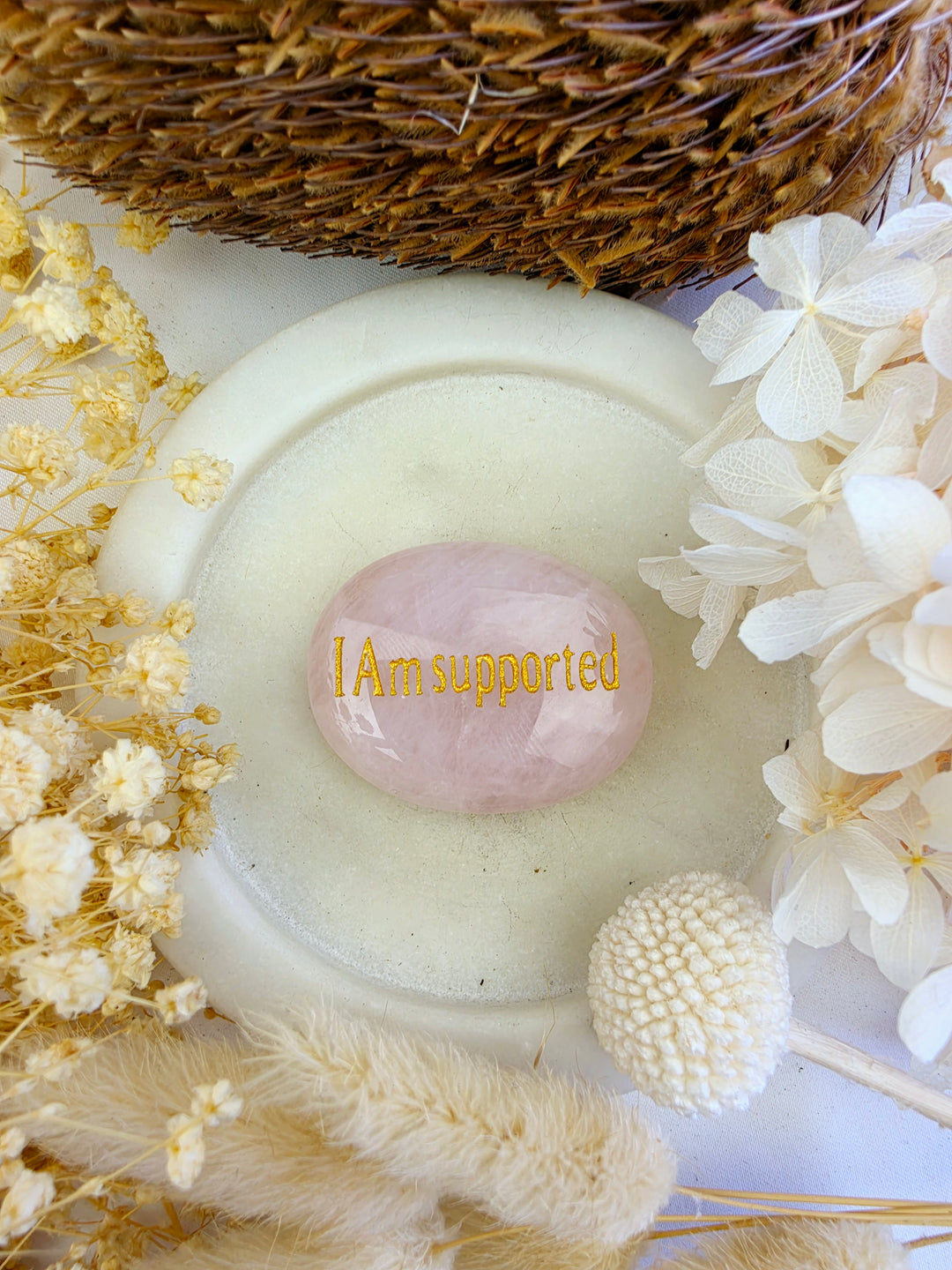 I Am Supported — Rose Quartz Affirmation Crystal