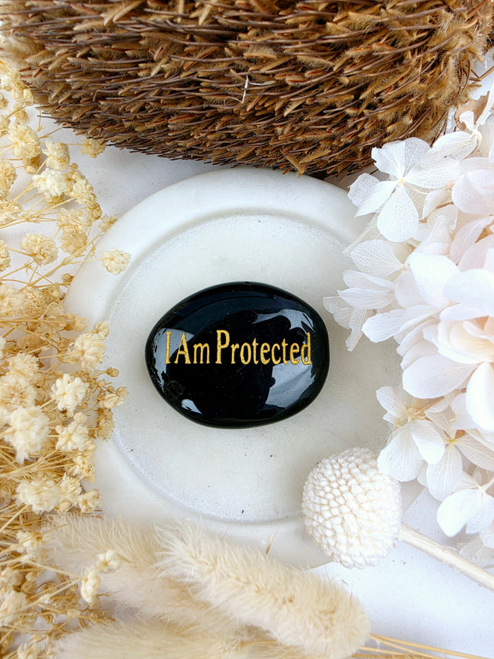 I Am Protected — Black Obsidian Affirmation Crystal