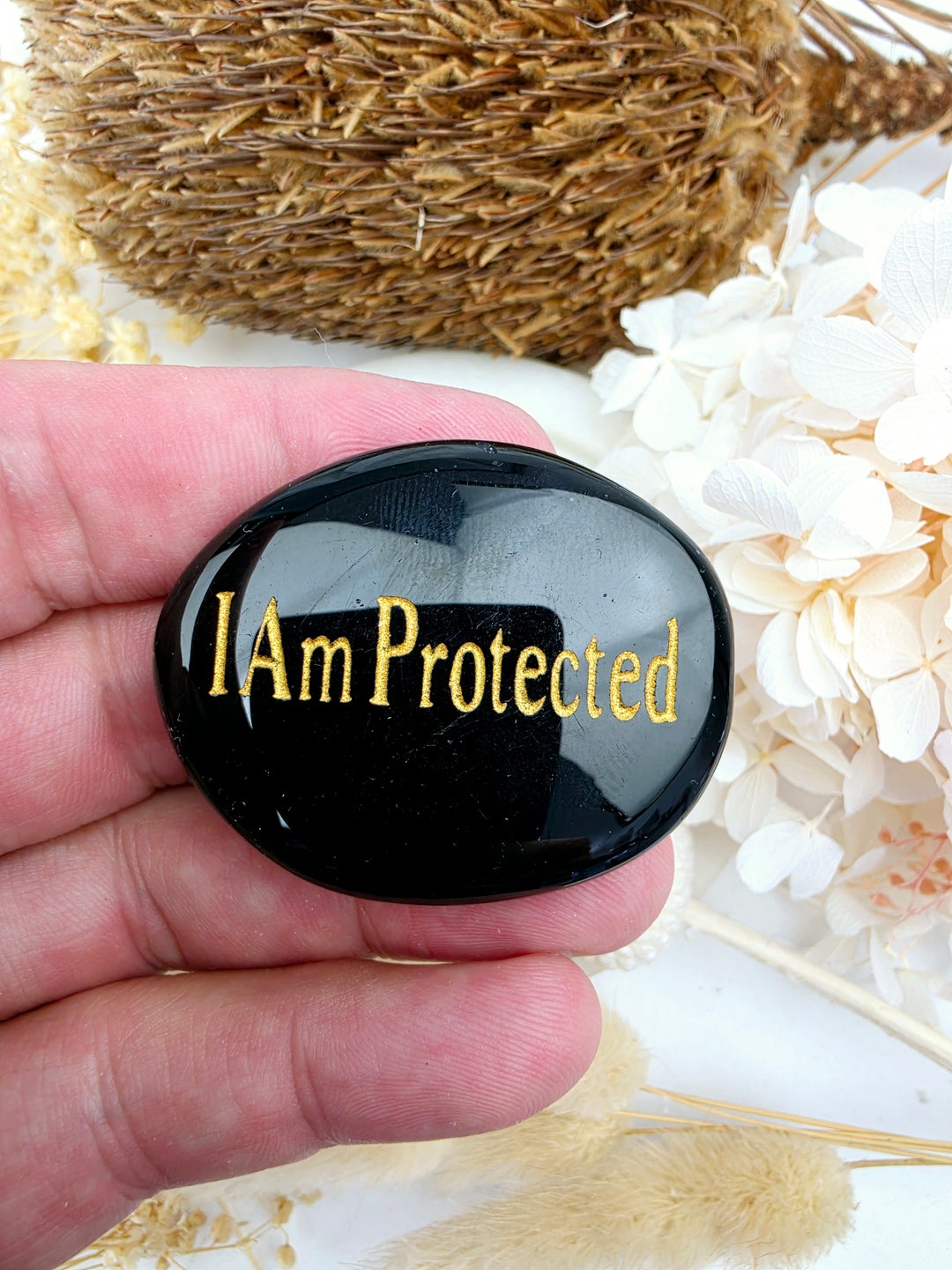 I Am Protected — Black Obsidian Affirmation Crystal
