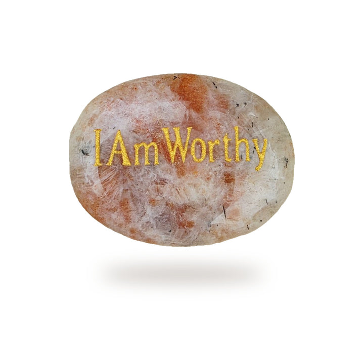 I Am Worthy Sunstone Affirmation Crystal