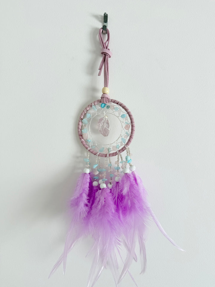 Amethyst, Rose Quartz & Blue Agate Dream Catcher