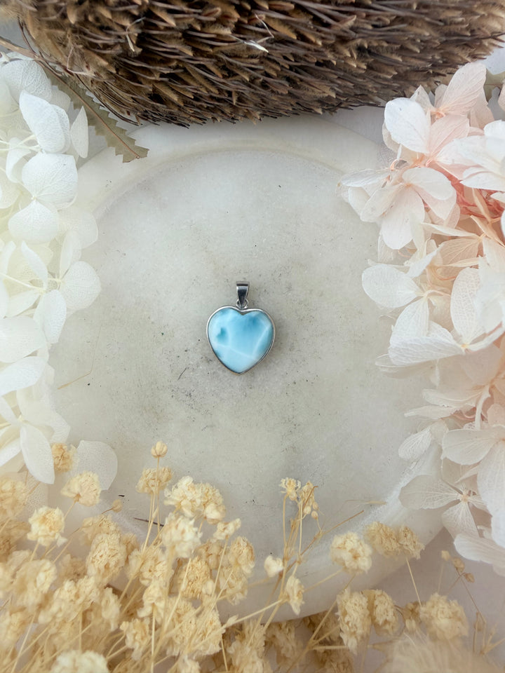 Larimar Heart Silver Pendant