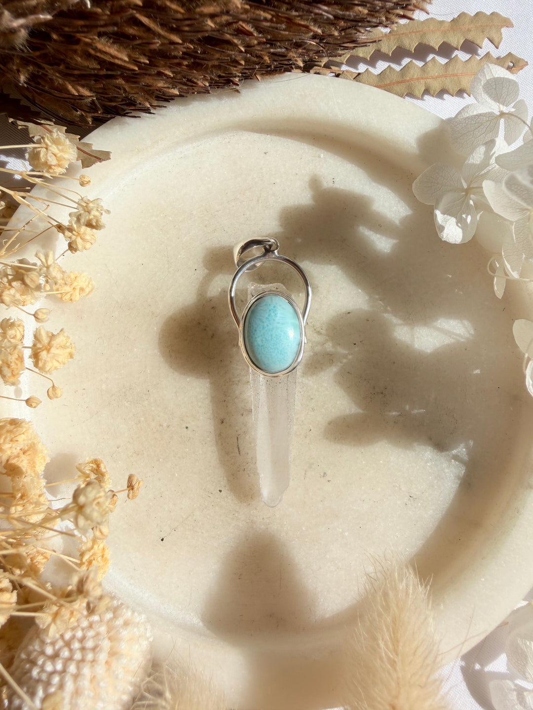 Larimar & Lemurian Silver Pendant - The Light Keepers Wand