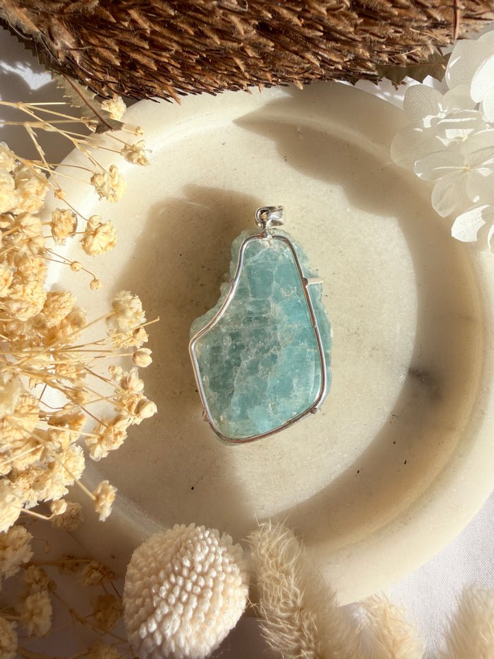Aquamarine Silver Pendant