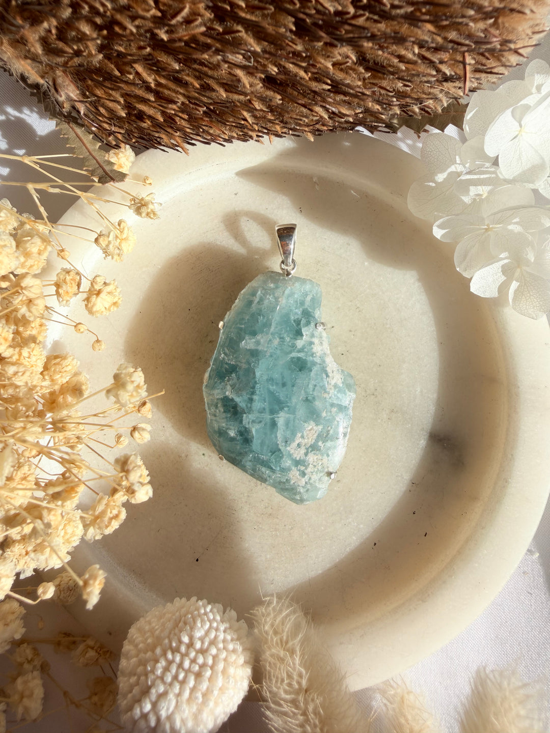 Aquamarine Silver Pendant