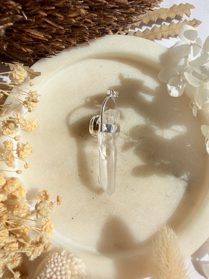 Malachite & Lemurian Silver Pendant - The Light Keepers Wand