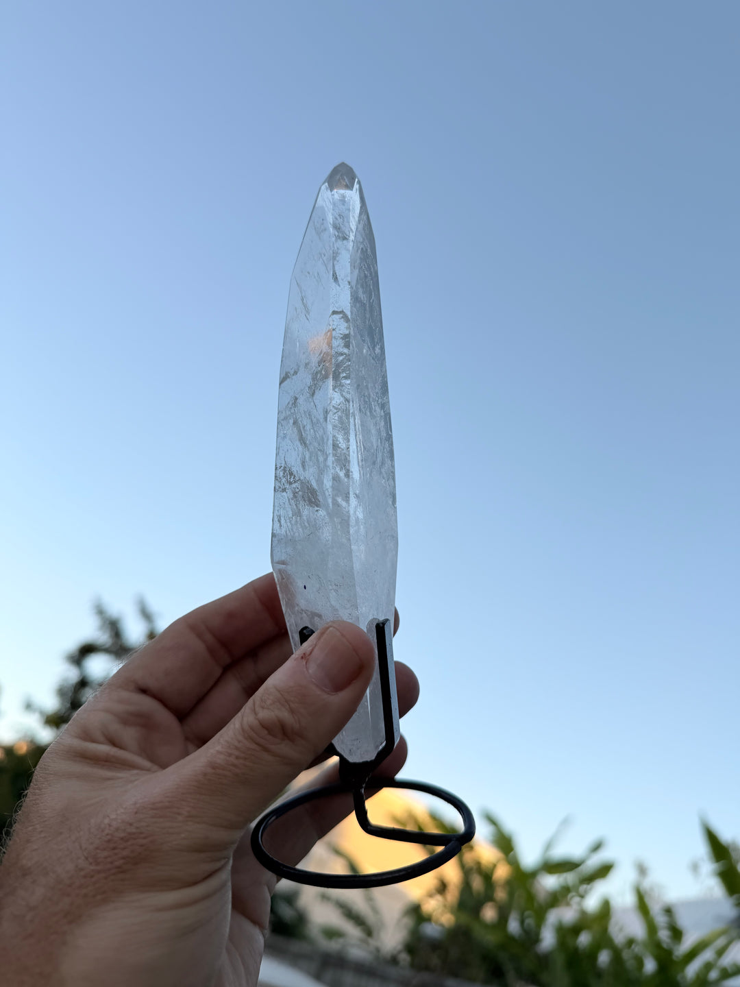 Lemurian Seed Laser Quartz In Metal Stand