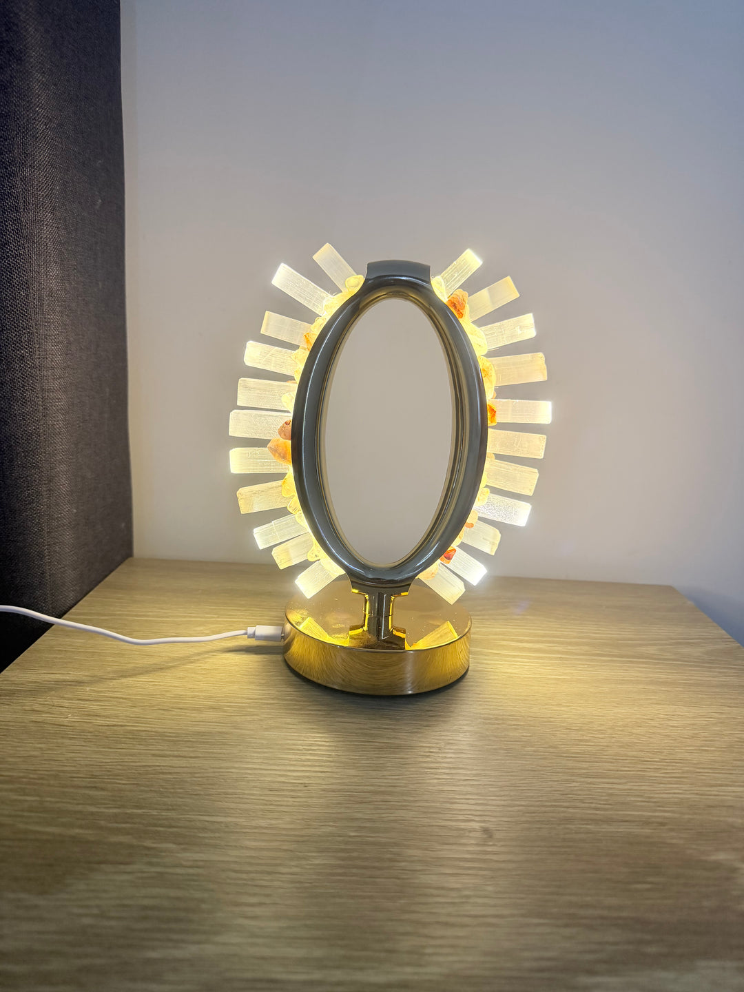Selenite & Hematoid Quartz Aphrodite Lamp