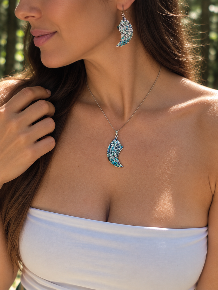 Divine Goddess Ocean Wing Silver Earrings