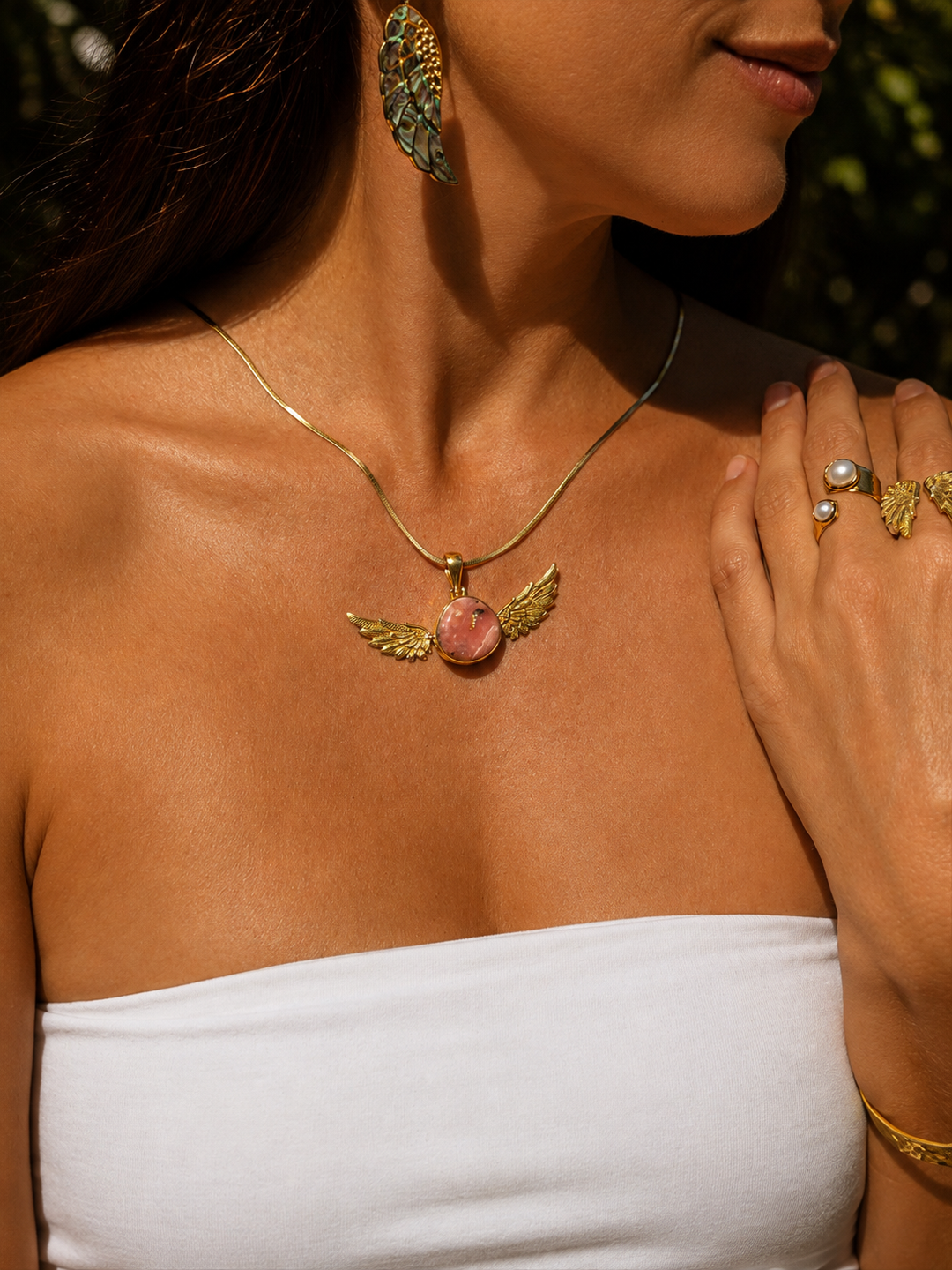 Pink Opal Anahata Brass Pendant