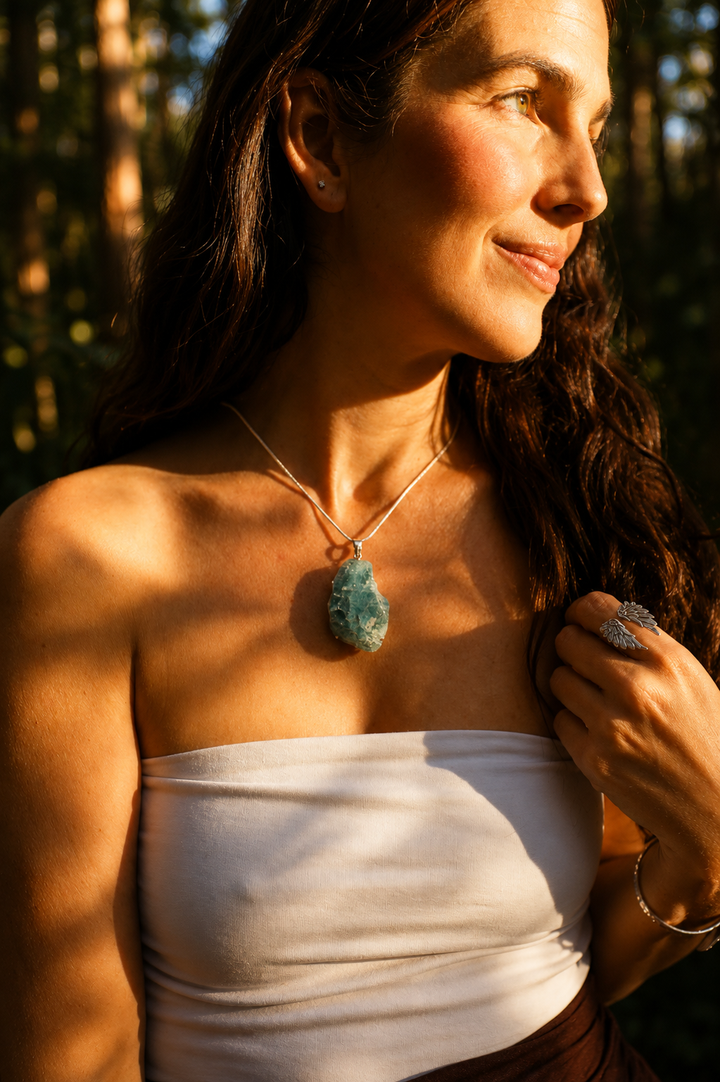 Aquamarine Silver Pendant