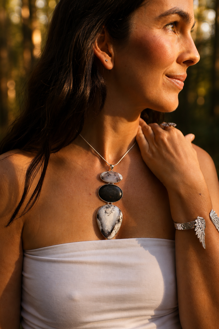 Merlinite & Shungite Silver Pendant