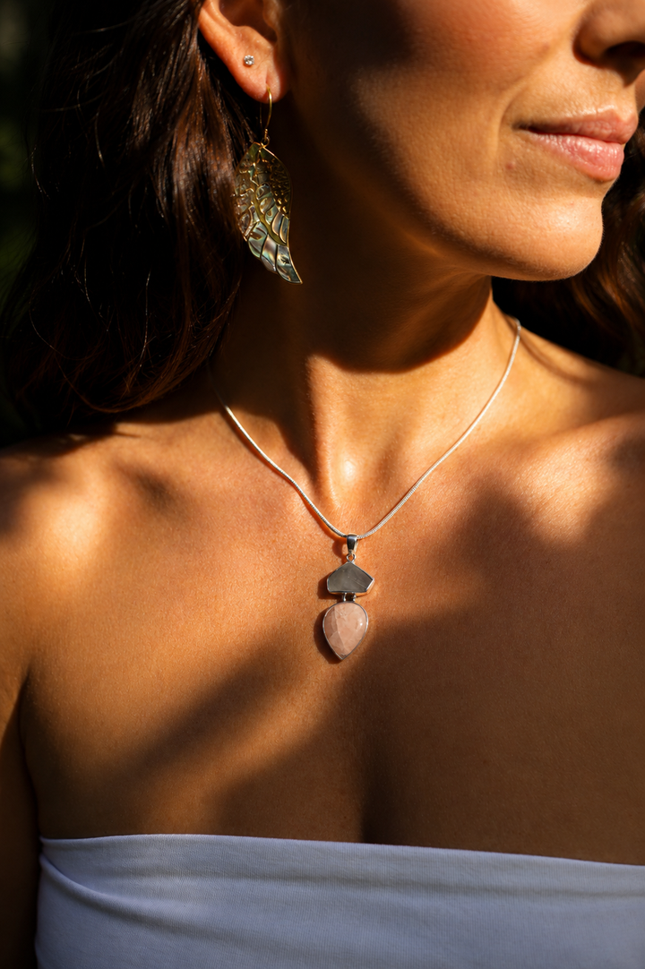 Aquamarine & Morganite Silver Pendant